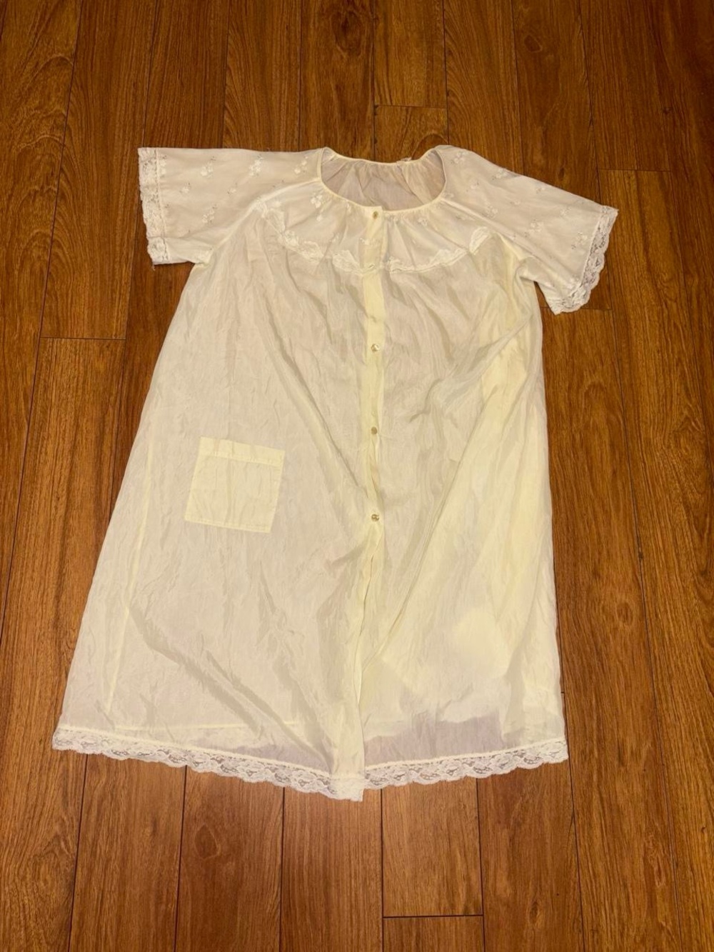 Vintage Roebuck Sears 1950s white lace babydoll nightgown with floral embroidery